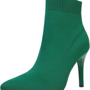 Women Sock Ankle Boots Stiletto Heels Pointed Toe Dressy Short Size 6-12